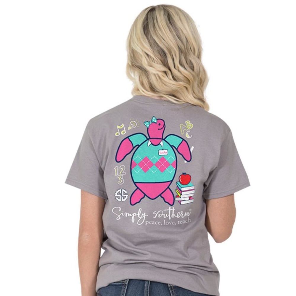 Nwot Simply Southern "Peace Love Teach" Tee